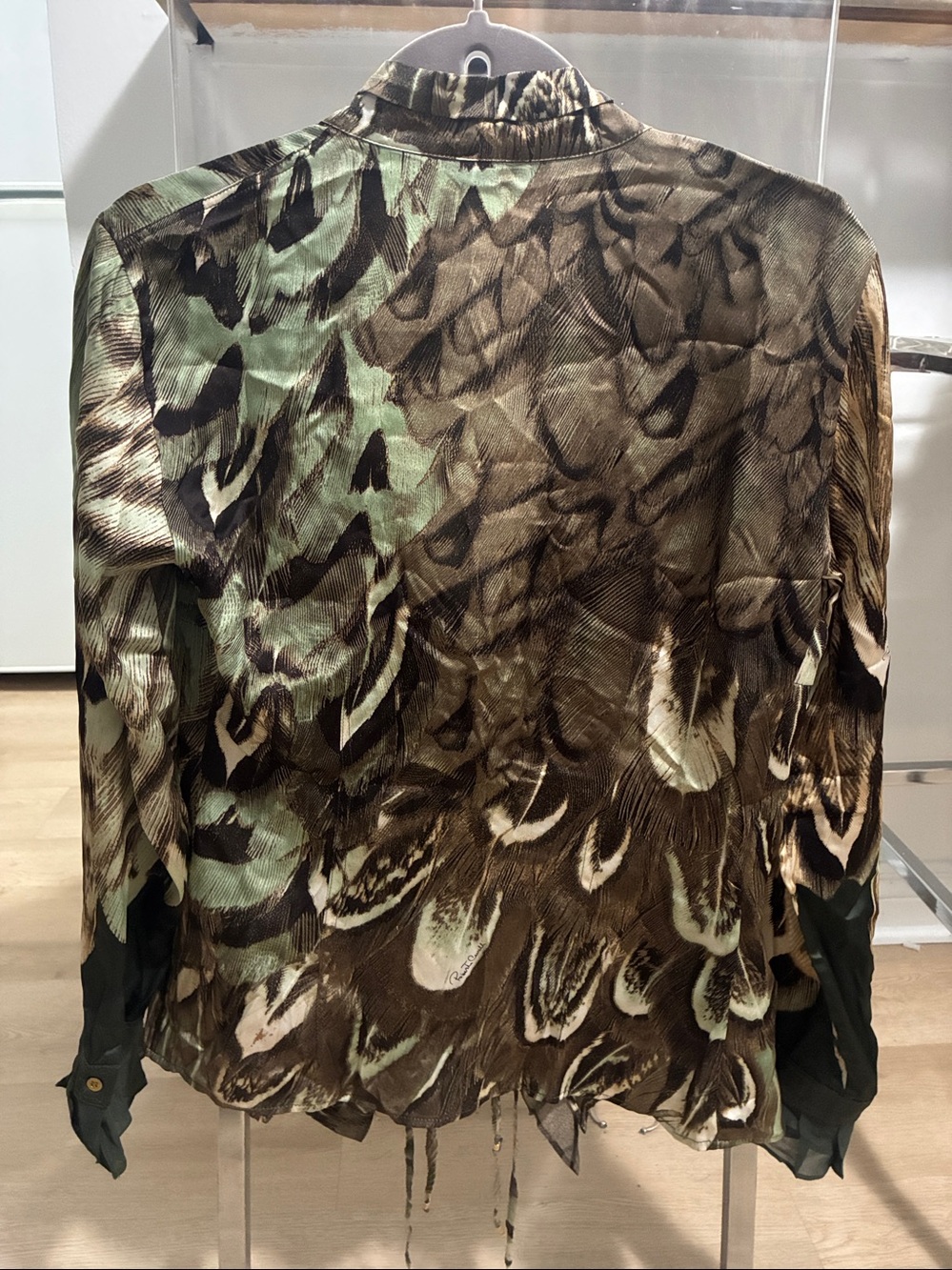Roberto Cavalli Vintage 2005 feather print silk blouse size IT 44 / 8 - Picture 3 of 10